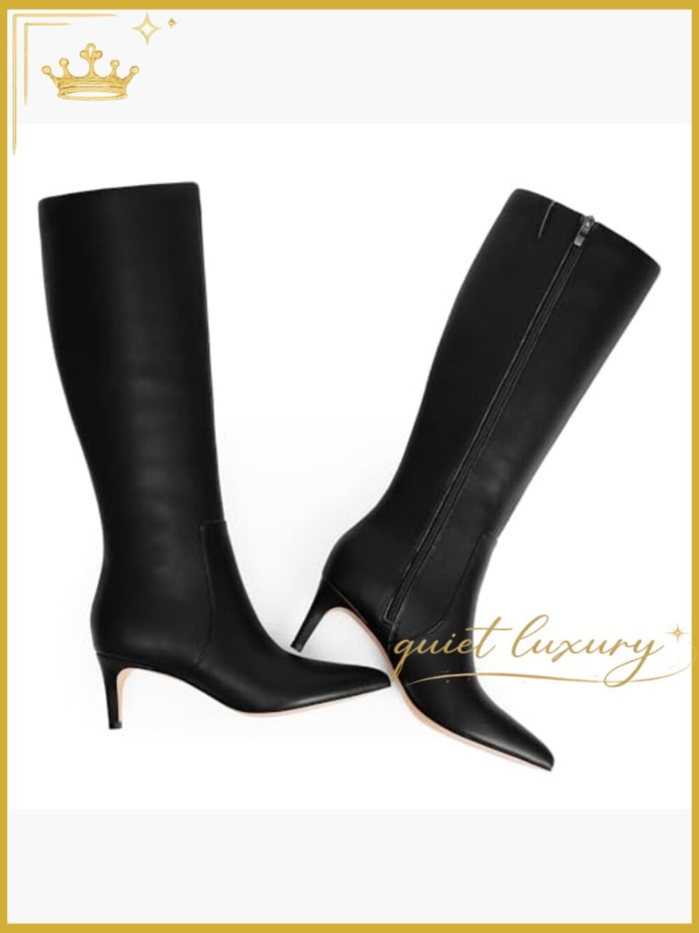Knee High Boots Pointed Toe Kitten Heel Side Zipper Women's Boots Size 6-11 - Picture 5 of 7